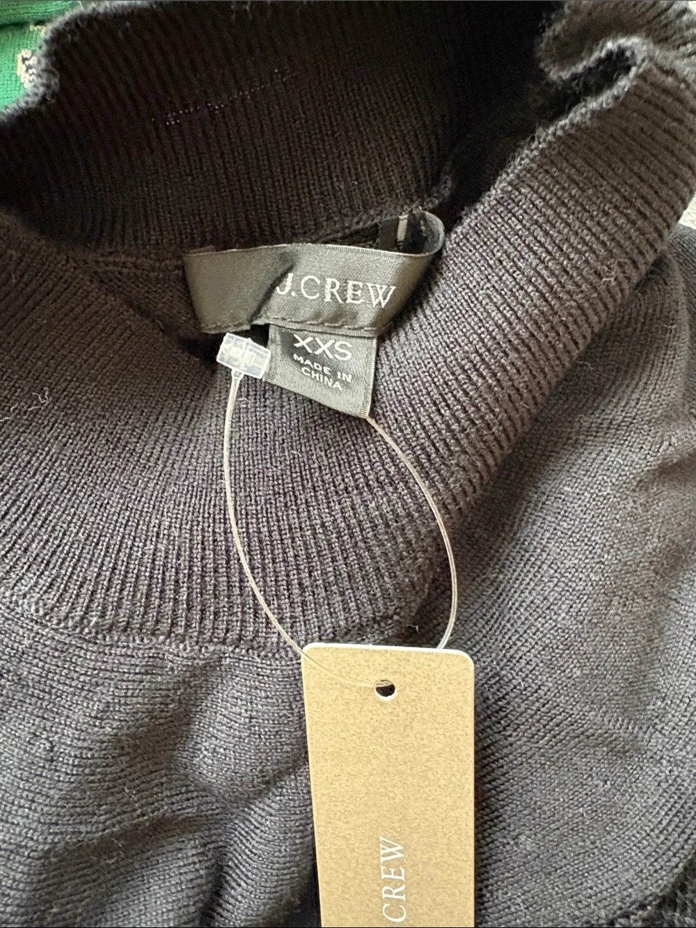 New J. Crew Black Merino Wool Ruffled Mock Neck Sweater